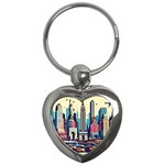 Skyscrapers City Usa Key Chain (Heart)