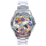 Digital Paper Scrapbooking Abstract Stainless Steel Analogue Watch