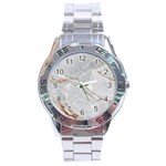 Gray Light Marble Stone Texture Background Stainless Steel Analogue Watch
