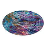 Abstarct cobalt waves Oval Magnet