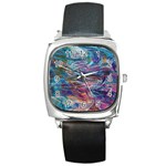 Abstarct cobalt waves Square Metal Watch