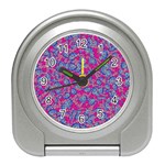 Colorful cosutme collage motif pattern Travel Alarm Clock