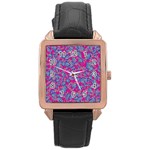 Colorful cosutme collage motif pattern Rose Gold Leather Watch 