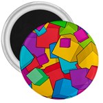 Abstract Cube Colorful  3d Square Pattern 3  Magnets