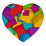 Abstract Cube Colorful  3d Square Pattern Ornament (Heart)