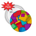 Abstract Cube Colorful  3d Square Pattern 2.25  Buttons (10 pack) 