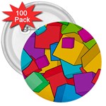 Abstract Cube Colorful  3d Square Pattern 3  Buttons (100 pack) 