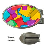 Abstract Cube Colorful  3d Square Pattern Money Clips (Oval) 