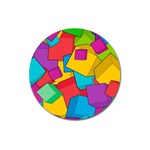 Abstract Cube Colorful  3d Square Pattern Magnet 3  (Round)