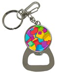 Abstract Cube Colorful  3d Square Pattern Bottle Opener Key Chain