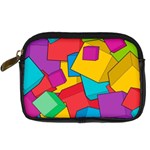 Abstract Cube Colorful  3d Square Pattern Digital Camera Leather Case