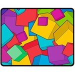Abstract Cube Colorful  3d Square Pattern Fleece Blanket (Medium)