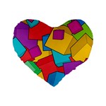 Abstract Cube Colorful  3d Square Pattern Standard 16  Premium Heart Shape Cushions