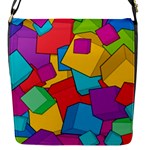 Abstract Cube Colorful  3d Square Pattern Flap Closure Messenger Bag (S)