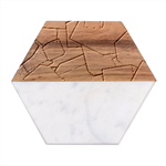 Abstract Cube Colorful  3d Square Pattern Marble Wood Coaster (Hexagon) 