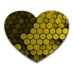 Yellow Hexagons 3d Art Honeycomb Hexagon Pattern Heart Mousepad