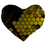 Yellow Hexagons 3d Art Honeycomb Hexagon Pattern Large 19  Premium Flano Heart Shape Cushions