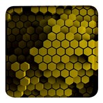 Yellow Hexagons 3d Art Honeycomb Hexagon Pattern Square Glass Fridge Magnet (4 pack)