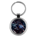 Fractal Cube 3d Art Nightmare Abstract Key Chain (Round)
