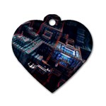 Fractal Cube 3d Art Nightmare Abstract Dog Tag Heart (One Side)