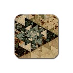 Triangle Geometry Colorful Fractal Pattern Rubber Coaster (Square)