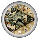 Triangle Geometry Colorful Fractal Pattern Wall Clock (Silver)
