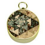Triangle Geometry Colorful Fractal Pattern Gold Compasses