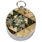 Triangle Geometry Colorful Fractal Pattern Silver Compasses