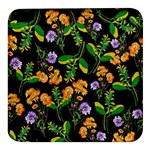 Flowers Pattern Art Floral Texture Square Glass Fridge Magnet (4 pack)