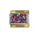 Flowers Pattern Art Texture Floral Gold Trim Italian Charm (9mm)