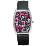 Flowers Pattern Art Texture Floral Barrel Style Metal Watch