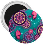 Floral Pattern Abstract Colorful Flow Oriental Spring Summer 3  Magnets