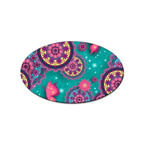 Floral Pattern Abstract Colorful Flow Oriental Spring Summer Sticker Oval (100 pack) from ArtsNow.com Front