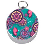 Floral Pattern Abstract Colorful Flow Oriental Spring Summer Silver Compasses