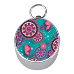Floral Pattern Abstract Colorful Flow Oriental Spring Summer Mini Silver Compasses