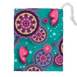 Floral Pattern Abstract Colorful Flow Oriental Spring Summer Drawstring Pouch (4XL)