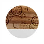 Floral Pattern Abstract Colorful Flow Oriental Spring Summer Marble Wood Coaster (Round)