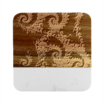 Fractal Art Spiral Ornaments Pattern Marble Wood Coaster (Square)