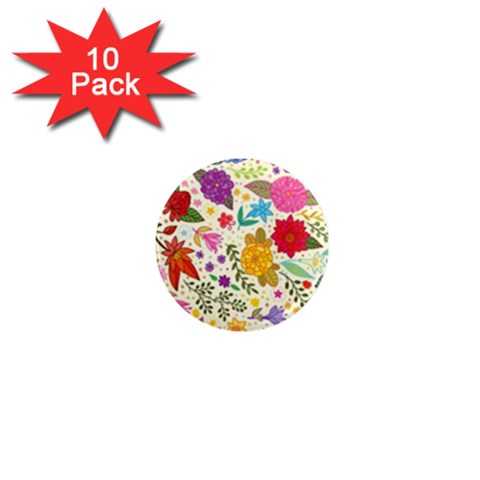 Colorful Flowers Pattern 1  Mini Magnet (10 pack)  from ArtsNow.com Front