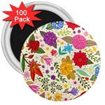 Colorful Flowers Pattern 3  Magnets (100 pack)