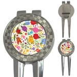 Colorful Flowers Pattern 3-in-1 Golf Divots