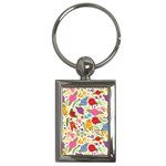 Colorful Flowers Pattern Key Chain (Rectangle)