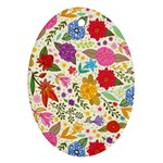 Colorful Flowers Pattern Oval Ornament (Two Sides)