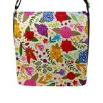 Colorful Flowers Pattern Flap Closure Messenger Bag (L)