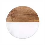 Colorful Flowers Pattern Classic Marble Wood Coaster (Round) 