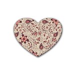 Violet Floral Pattern Flowers Vintage Flora Patterns Rubber Coaster (Heart)