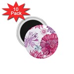 Violet Floral Pattern 1.75  Magnets (10 pack) 