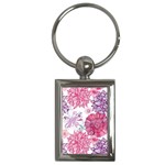 Violet Floral Pattern Key Chain (Rectangle)