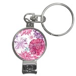 Violet Floral Pattern Nail Clippers Key Chain