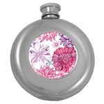 Violet Floral Pattern Round Hip Flask (5 oz)